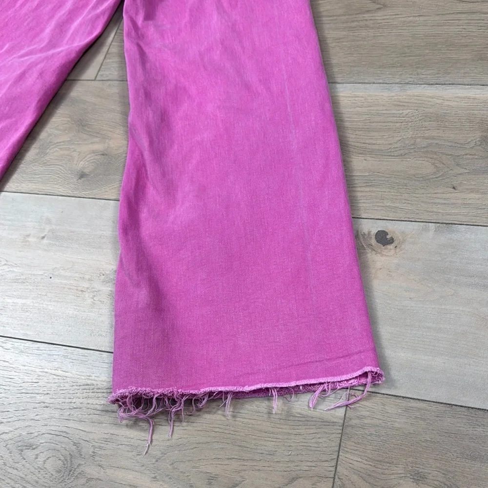 Zara Women's Viral Pink Wide-Leg Jeans Cut Off - Picture 15 of 16